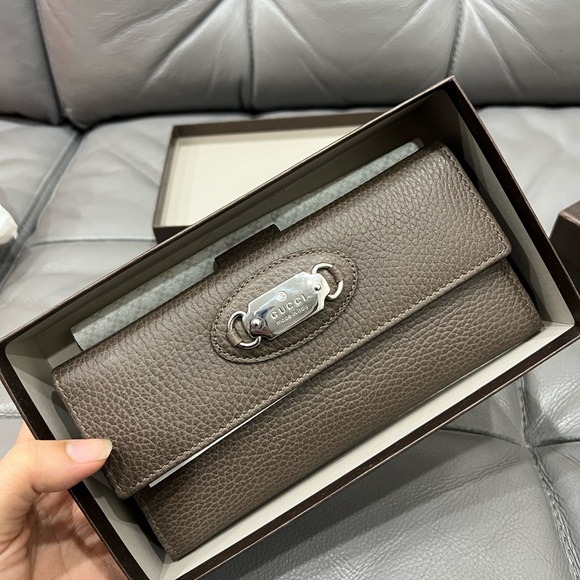 Brand New With Box Gucci Leather Continental Wallet Gray - Picture 3 of 10